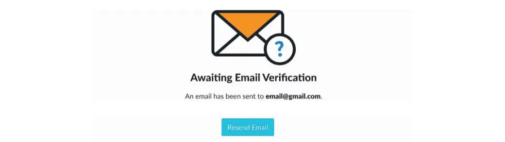 Email verification screen.